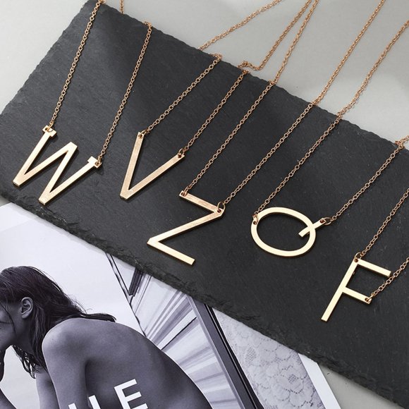 Letter V - Letter Pendant Fashion Necklace - Picture 9 of 11